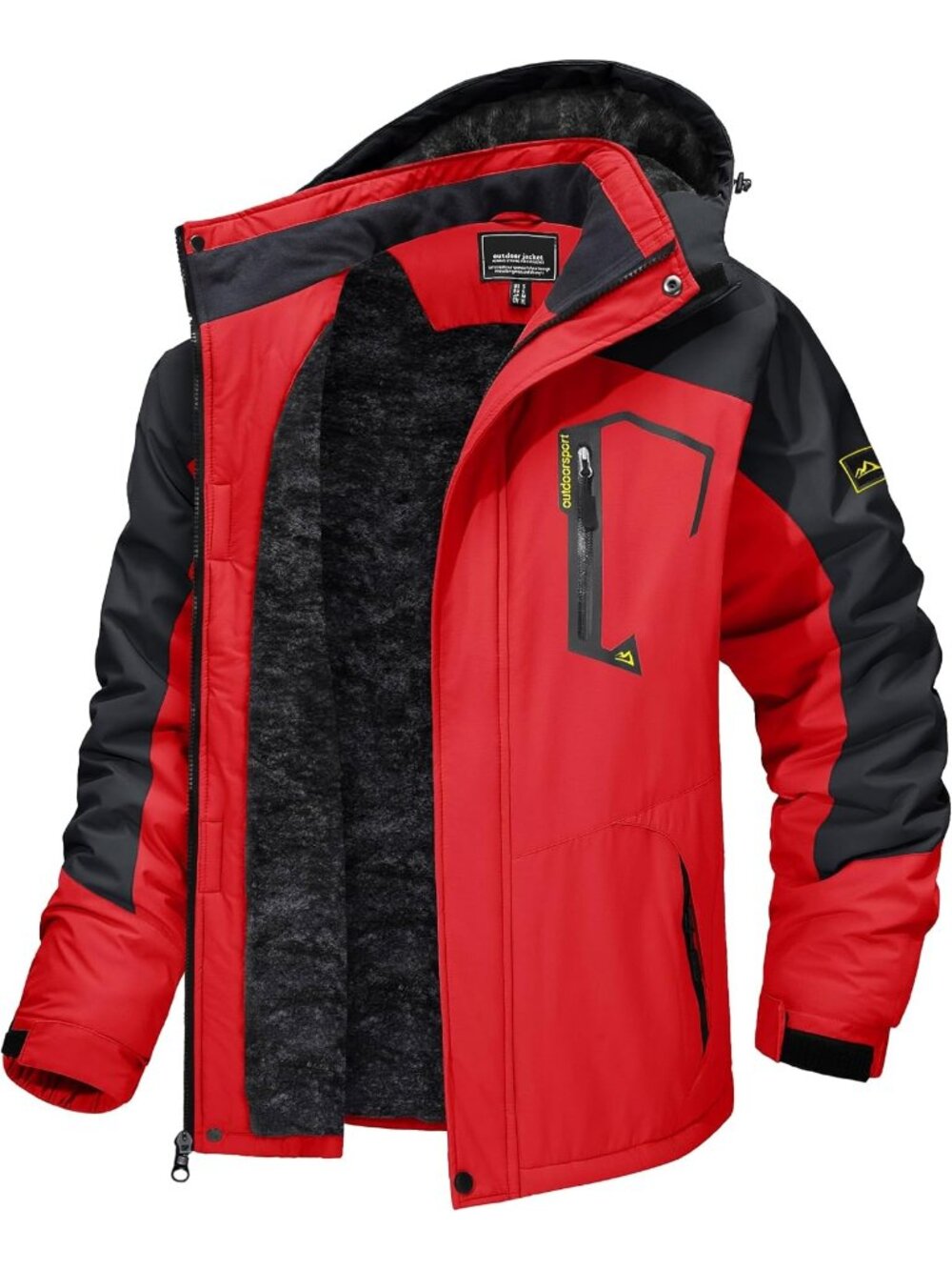 〽️Men's Red Winter Skiing Waterproof Thermal Windproof Fleece Lined Snow Coat